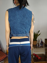 Load image into Gallery viewer, Vintage denim sleeveless vest jeans blue waist coat jacket S-M
