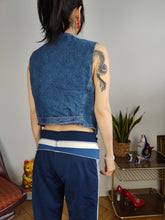 Load image into Gallery viewer, Vintage denim sleeveless vest jeans blue waist coat jacket S-M
