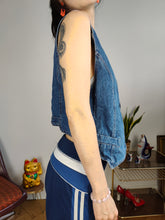 Load image into Gallery viewer, Vintage denim sleeveless vest jeans blue waist coat jacket S-M
