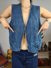 Load image into Gallery viewer, Vintage denim sleeveless vest jeans blue waist coat jacket S-M
