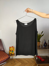 Load image into Gallery viewer, Vintage silk sleeveless tank top blouse vest black cutout Annabells women 50 M-L
