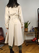 Load image into Gallery viewer, Vintage beige trench coat long waist belt spring summer women L
