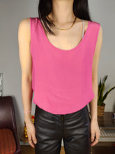 Load image into Gallery viewer, Vintage silk sleeveless tank top blouse vest pink women M
