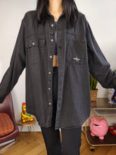 Load image into Gallery viewer, Vintage Calvin Klein CK cotton denim shirt jeans black grey button up long sleeve designer women M-L unisex men M
