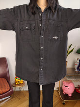 Load image into Gallery viewer, Vintage Calvin Klein CK cotton denim shirt jeans black grey button up long sleeve designer women M-L unisex men M
