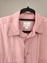 Load image into Gallery viewer, Vintage 100% silk shirt blouse mauve pink short sleeve button up plain Seventy unisex men L-XL
