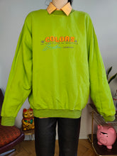 Load image into Gallery viewer, Vintage 80s United Colors of Benetton sweatshirt embroidery lime green sweater pullover jumper L-XL
