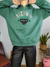 Load image into Gallery viewer, Vintage 90s sweatshirt Greenways Canada embroidery sweater pullover jumper green quarter zip M
