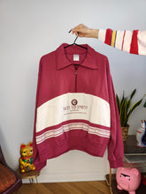 Load image into Gallery viewer, Vintage 90s sweatshirt Yacht Campagnolo embroidery sweater pullover jumper red quarter zip L
