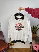 Load image into Gallery viewer, Vintage 90s sweatshirt Mars print sport sweater pullover jumper grey polo collar M
