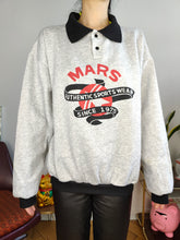 Load image into Gallery viewer, Vintage 90s sweatshirt Mars print sport sweater pullover jumper grey polo collar M
