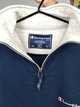 Load image into Gallery viewer, Vintage Champion sweatshirt sport sweater pullover jumper navy blue quarter zip unisex men XL
