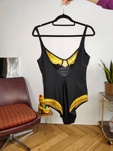 Load image into Gallery viewer, Vintage Christian Dior designer swimsuit bathing swim wear body top black gold baroque 5 L
