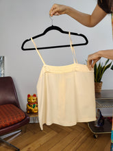 Load image into Gallery viewer, Vintage silk spaghetti strap top button up off white ecru beige M-L
