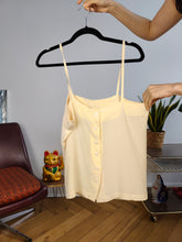 Load image into Gallery viewer, Vintage silk spaghetti strap top button up off white ecru beige M-L
