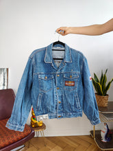 Load image into Gallery viewer, Vintage denim jacket jeans blue short crop Diamond women XS-S
