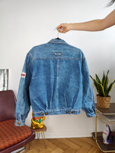 Load image into Gallery viewer, Vintage denim jacket jeans blue short crop Diamond women XS-S
