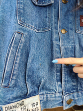 Load image into Gallery viewer, Vintage denim jacket jeans blue short crop Diamond women XS-S
