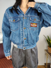 Load image into Gallery viewer, Vintage denim jacket jeans blue short crop Diamond women XS-S
