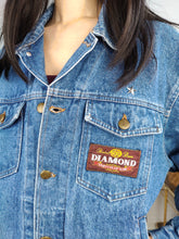 Load image into Gallery viewer, Vintage denim jacket jeans blue short crop Diamond women XS-S
