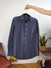 Load image into Gallery viewer, Vintage Ralph Lauren cotton shirt check checkered blue button up long sleeve unisex men M
