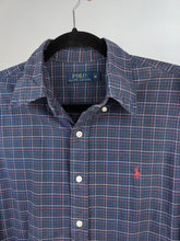 Load image into Gallery viewer, Vintage Ralph Lauren cotton shirt check checkered blue button up long sleeve unisex men M
