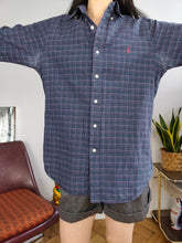 Load image into Gallery viewer, Vintage Ralph Lauren cotton shirt check checkered blue button up long sleeve unisex men M
