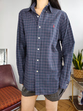 Load image into Gallery viewer, Vintage Ralph Lauren cotton shirt check checkered blue button up long sleeve unisex men M
