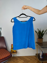 Load image into Gallery viewer, Vintage silk sleeveless tank top blouse vest royal electric blue women S-M
