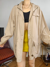 Load image into Gallery viewer, Vintage 100% silk blouse jacket blouson parka beige women Cardellino L
