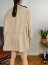 Load image into Gallery viewer, Vintage 100% silk blouse jacket blouson parka beige women Cardellino L
