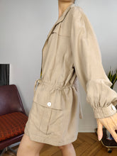 Load image into Gallery viewer, Vintage 100% silk blouse jacket blouson parka beige women Cardellino L
