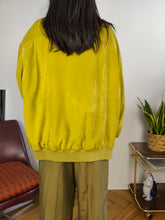 Load image into Gallery viewer, Vintage 100% suede leather bomber jacket yellow lime coat unisex women men 54 XL
