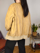 Load image into Gallery viewer, Vintage Burberry leather bomber jacket designer beige brown coat novacheck women men M-L
