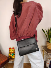 Load image into Gallery viewer, Vintage leather bag L.Ancora clutch black shoulder cross body
