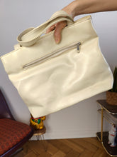 Load image into Gallery viewer, Vintage leather bag beige off white brown shoulder shopper tote bag M.C.
