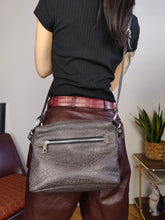 Load image into Gallery viewer, Vintage faux leather bag grey shoulder cross body small
