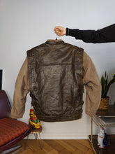 Load image into Gallery viewer, Vintage leather aviator bomber jacket brown beige S
