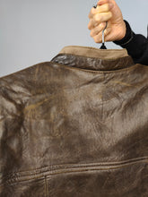 Load image into Gallery viewer, Vintage leather aviator bomber jacket brown beige S
