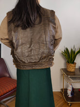 Load image into Gallery viewer, Vintage leather aviator bomber jacket brown beige S
