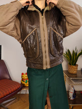 Load image into Gallery viewer, Vintage leather aviator bomber jacket brown beige S
