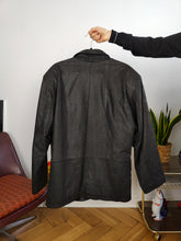 Load image into Gallery viewer, Vintage leather jacket L | blazer black coat pattern women unisex men
