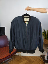 Load image into Gallery viewer, Vintage silk jacket M | bomber blouson navy blue women unisex men
