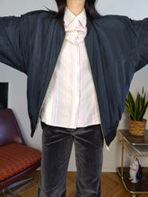 Load image into Gallery viewer, Vintage silk jacket M | bomber blouson navy blue women unisex men
