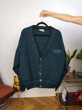 Load image into Gallery viewer, Vintage wool cardigan M | green knit knitted sweater jacket
