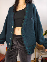 Load image into Gallery viewer, Vintage wool cardigan M | green knit knitted sweater jacket
