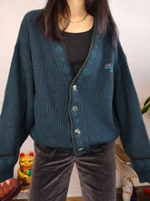 Load image into Gallery viewer, Vintage wool cardigan M | green knit knitted sweater jacket
