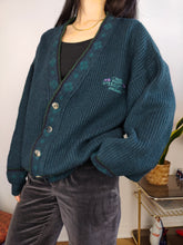 Load image into Gallery viewer, Vintage wool cardigan M | green knit knitted sweater jacket
