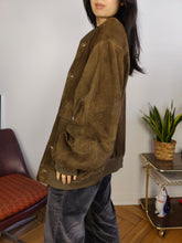 Load image into Gallery viewer, Vintage suede leather bomber jacket XL | Paul Smith khaki green brown coat unisex men
