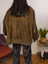 Load image into Gallery viewer, Vintage suede leather bomber jacket XL | Paul Smith khaki green brown coat unisex men
